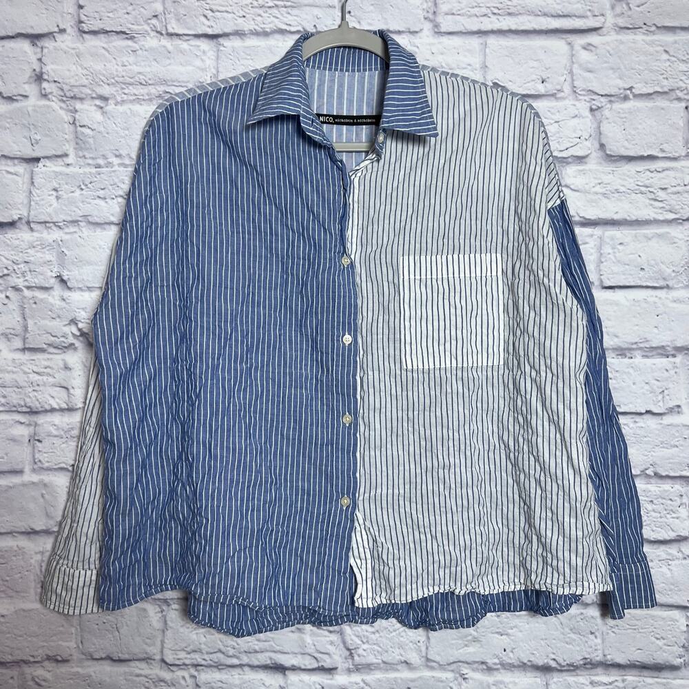 Nicholson & Nicholson Striped Button Down Shirt SIZE 38 Blue White Cotton Japan